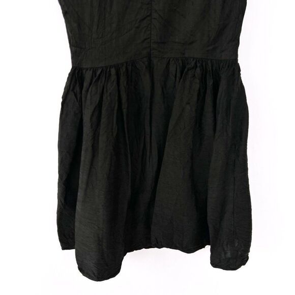 Vintage Street Life Black 100% Silk V Neck Aline Dress Small - Picture 7 of 7